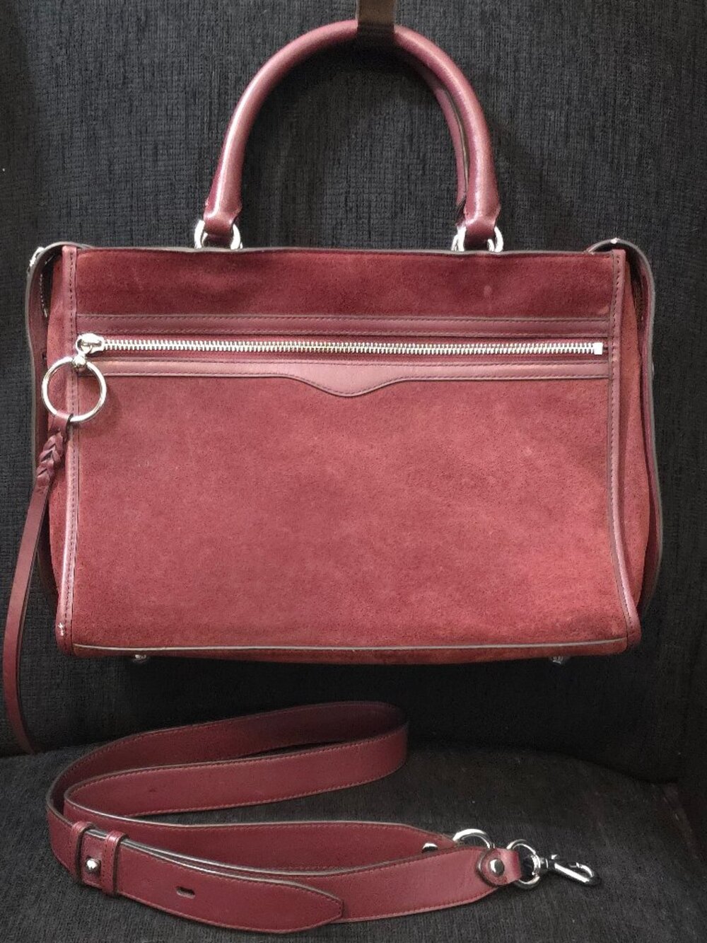 Rebecca Minkoff Bedford Deep Burgundy Suede Leather Satchel